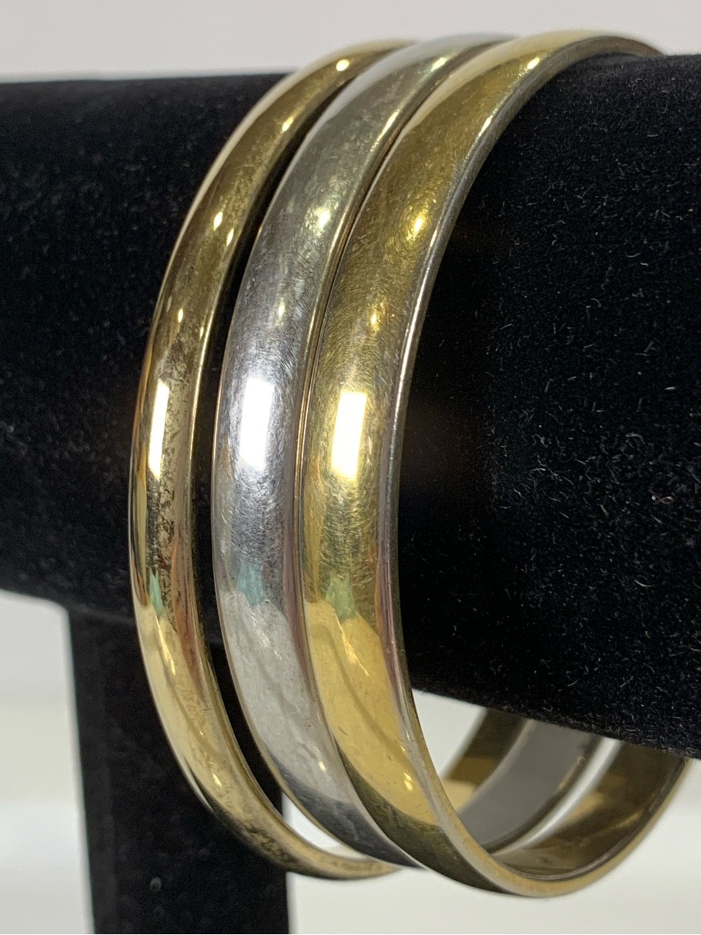 Vintage Monet Gold Tone Silver Tone Bangle Set of 3